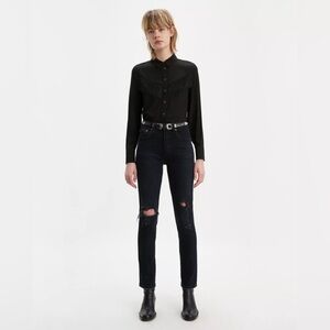 Levi’s 501 Women’s Distressed Skinny Jeans Black Size 24